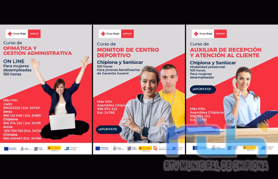 Cruz Roja de Chipiona actualiza la información sobre los cursos gratuitos para mujeres y jóvenes en desempleo
