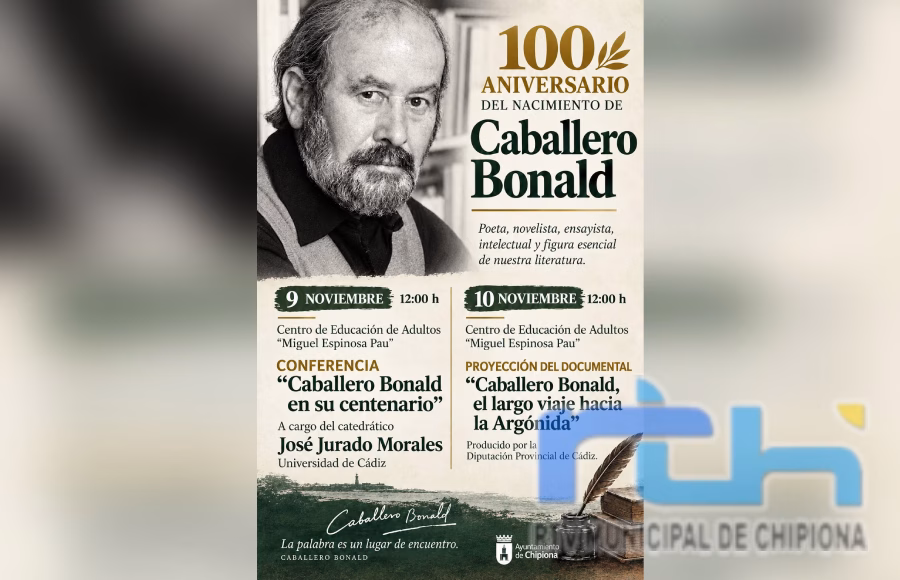 Tano Guzmán anuncia que Chipiona se sumará en noviembre al centenario de Caballero Bonald con un programa de actos