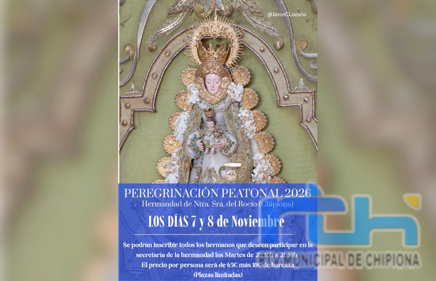 Recuerdan que está abierta la inscripción para la peregrinación andando hasta Almonte de la Hermandad del Rocío de Chipiona
