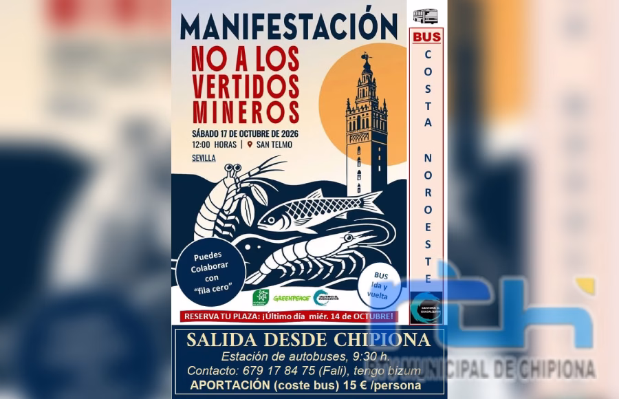 Salvemos el Guadalquivir llama a la participación en la manifestación contra los vertidos mineros del próximo sábado en Sevilla