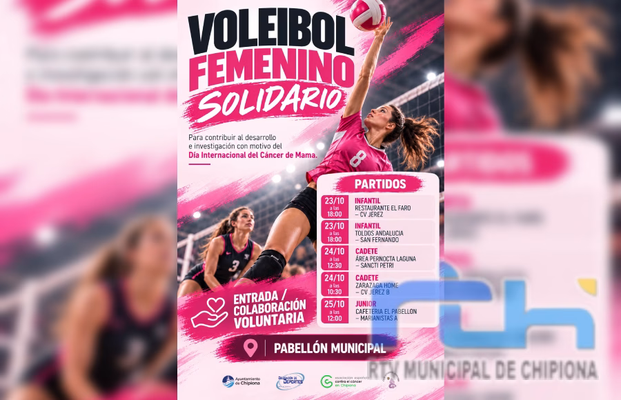 El Polideportivo acoge este fin de semana un torneo solidario de voleibol femenino para apoyar la investigación contra el cáncer de mama